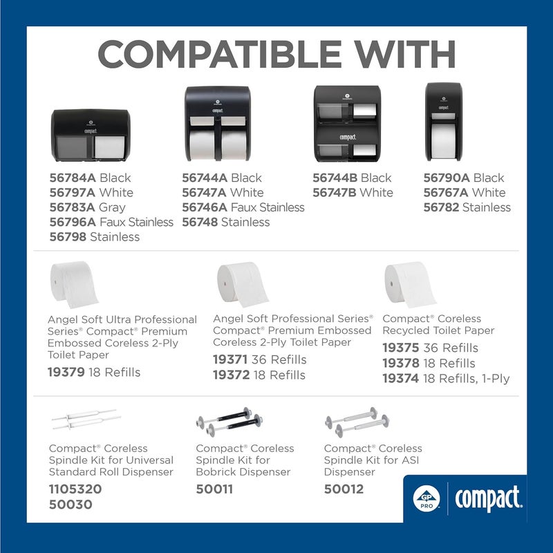 Compact ® 4-ROLL Quad Plus CORELESS HIGH-Capacity Toilet Paper Dispenser, Black, 1 Dispenser - Image 4
